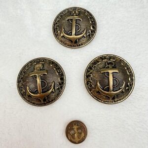 Vintage Brass Anchor Buttons Lot Nautical Maritime Coat Uniform - 4 Buttons